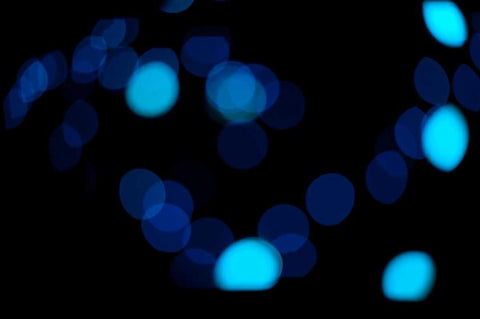Blue Bokeh II Black Ornate Wood Framed Art Print with Double Matting by Berzel, Erin