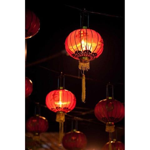 Chinese Lanterns II White Modern Wood Framed Art Print by Berzel, Erin