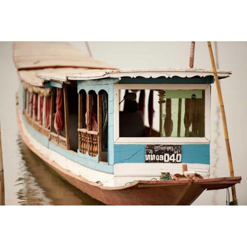 Laos Riverboat White Modern Wood Framed Art Print by Berzel, Erin