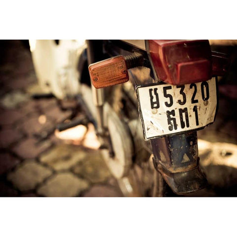 Cambodia Motorbike White Modern Wood Framed Art Print by Berzel, Erin