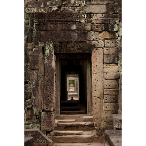 Preah Khan Doorway I Black Modern Wood Framed Art Print with Double Matting by Berzel, Erin