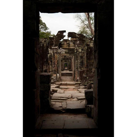 Preah Khan Doorway II White Modern Wood Framed Art Print by Berzel, Erin