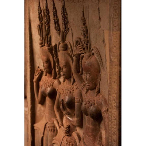 Apsara Carvings Black Modern Wood Framed Art Print by Berzel, Erin