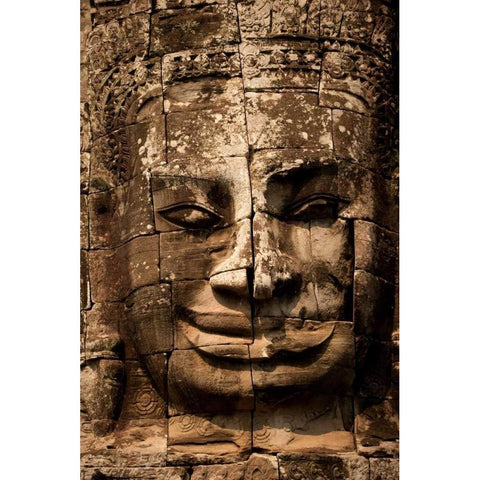 Bayon Face I White Modern Wood Framed Art Print by Berzel, Erin