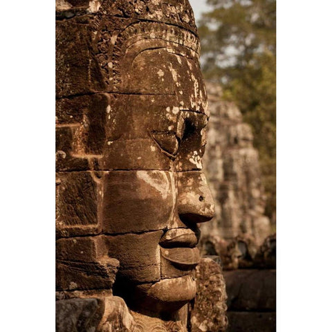 Bayon Face II White Modern Wood Framed Art Print by Berzel, Erin