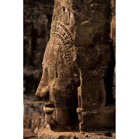 Bayon Face III Black Modern Wood Framed Art Print with Double Matting by Berzel, Erin