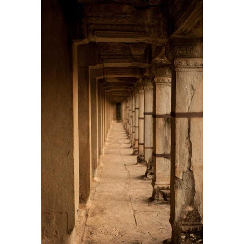 Angkor Wat Walkway I White Modern Wood Framed Art Print by Berzel, Erin