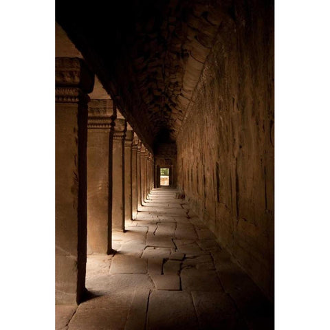 Ta Prohm Walkway Black Modern Wood Framed Art Print with Double Matting by Berzel, Erin