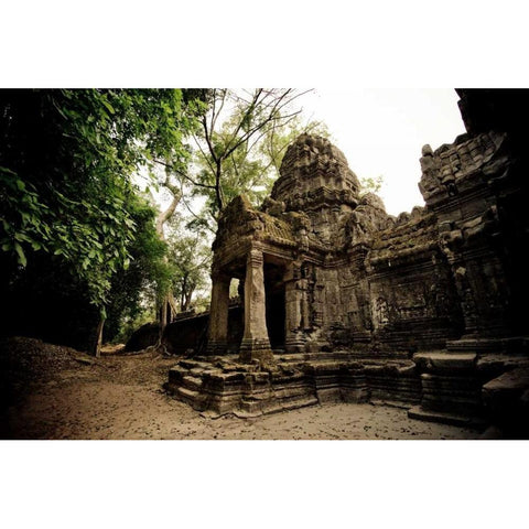 Preah Khan I White Modern Wood Framed Art Print by Berzel, Erin