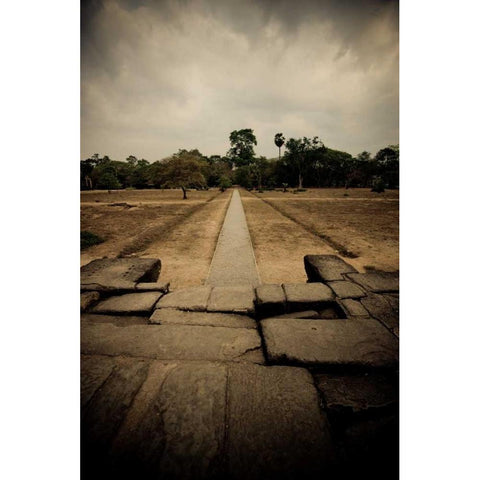 Angkor Wat Pathway White Modern Wood Framed Art Print by Berzel, Erin