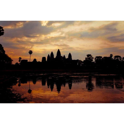 Angkor Wat Sunrise I Black Modern Wood Framed Art Print with Double Matting by Berzel, Erin