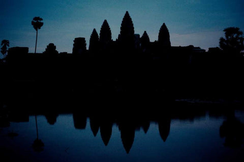 Angkor Wat Sunrise IV Black Ornate Wood Framed Art Print with Double Matting by Berzel, Erin