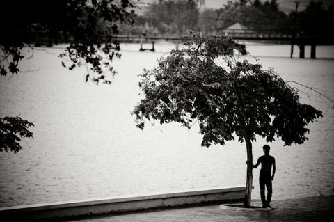 Kampot Riverside I White Modern Wood Framed Art Print with Double Matting by Berzel, Erin