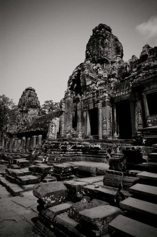 The Bayon BW I Black Ornate Wood Framed Art Print with Double Matting by Berzel, Erin