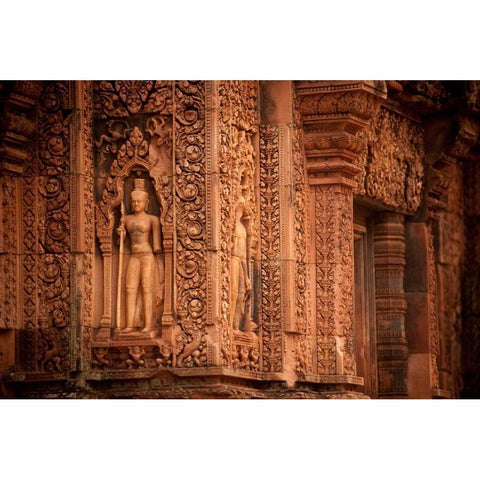 Banteay Srei II Black Modern Wood Framed Art Print with Double Matting by Berzel, Erin