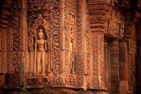 Banteay Srei II White Modern Wood Framed Art Print with Double Matting by Berzel, Erin