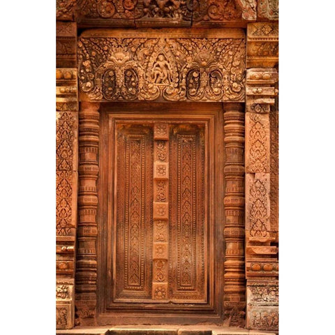 Banteay Srei I Black Modern Wood Framed Art Print with Double Matting by Berzel, Erin