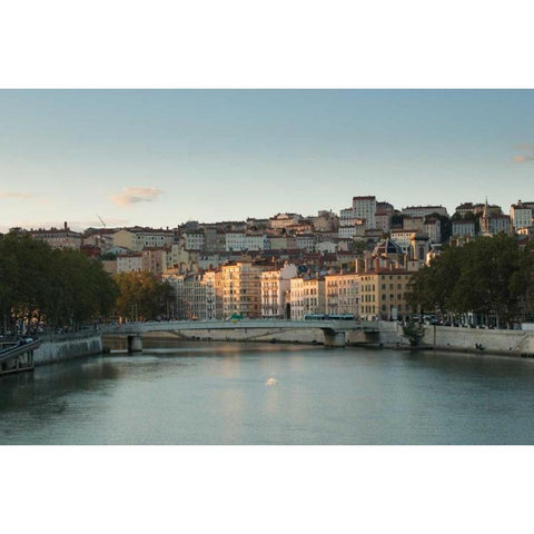 The Saone in Lyon I Black Modern Wood Framed Art Print with Double Matting by Berzel, Erin