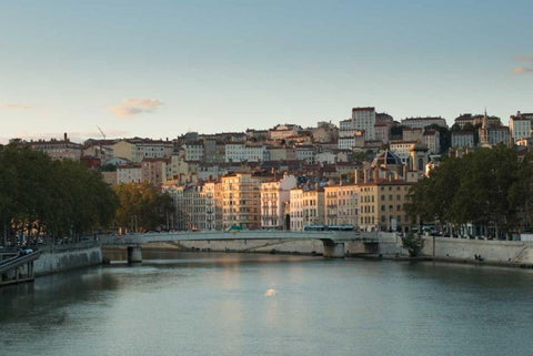 The Saone in Lyon I Black Ornate Wood Framed Art Print with Double Matting by Berzel, Erin