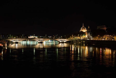 River Rhone at Night I White Modern Wood Framed Art Print with Double Matting by Berzel, Erin