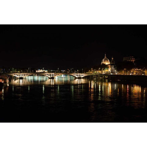 River Rhone at Night I Black Modern Wood Framed Art Print with Double Matting by Berzel, Erin