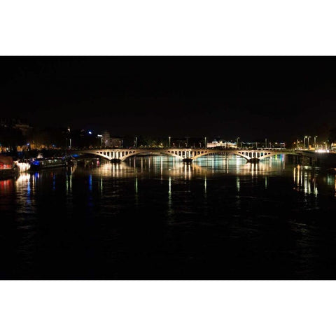 River Rhone at Night II Black Modern Wood Framed Art Print with Double Matting by Berzel, Erin