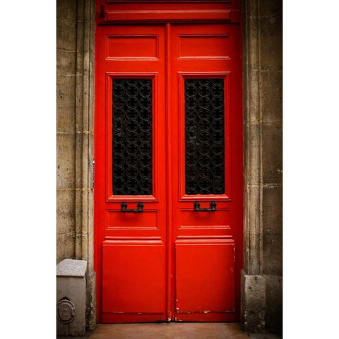 Red Door in Paris White Modern Wood Framed Art Print by Berzel, Erin