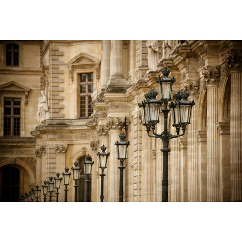 Louvre Lampposts I White Modern Wood Framed Art Print by Berzel, Erin