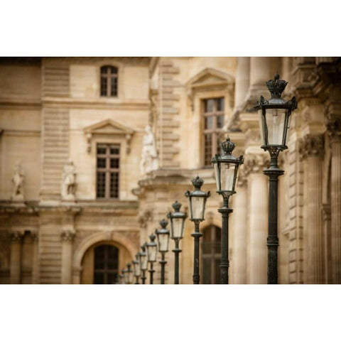 Louvre Lampposts II Gold Ornate Wood Framed Art Print with Double Matting by Berzel, Erin