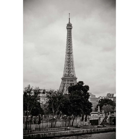 Eiffel Tower BW I White Modern Wood Framed Art Print by Berzel, Erin