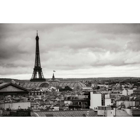 Paris BW I Black Modern Wood Framed Art Print with Double Matting by Berzel, Erin