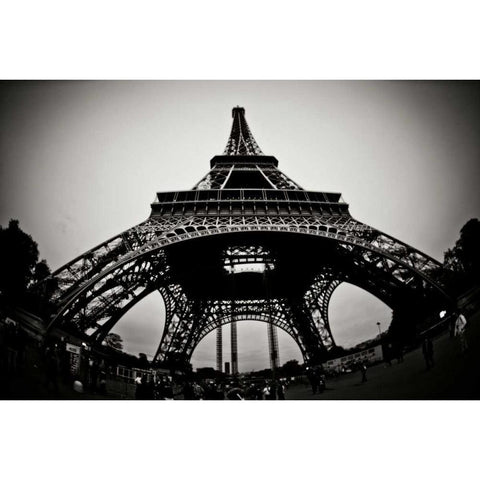 Eiffel Tower Fisheye Black Modern Wood Framed Art Print with Double Matting by Berzel, Erin