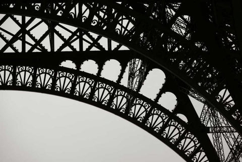 Eiffel Tower Latticework III White Modern Wood Framed Art Print with Double Matting by Berzel, Erin