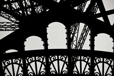 Eiffel Tower Latticework IV White Modern Wood Framed Art Print with Double Matting by Berzel, Erin