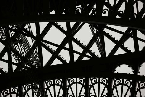 Eiffel Tower Latticework V White Modern Wood Framed Art Print with Double Matting by Berzel, Erin