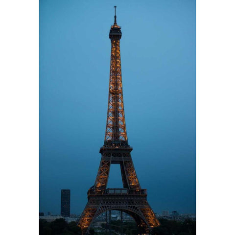 Eiffel Tower at Night I Black Modern Wood Framed Art Print with Double Matting by Berzel, Erin