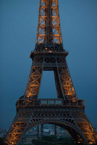 Eiffel Tower at Night III White Modern Wood Framed Art Print with Double Matting by Berzel, Erin