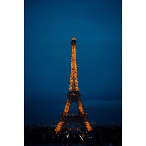 Eiffel Tower at Night IV White Modern Wood Framed Art Print by Berzel, Erin