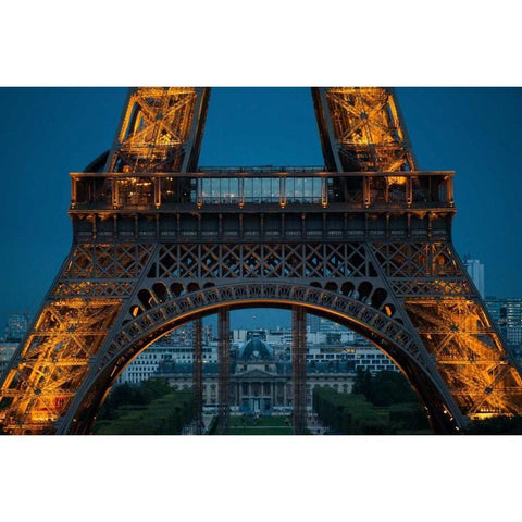 Eiffel Tower at Night VI Black Modern Wood Framed Art Print with Double Matting by Berzel, Erin