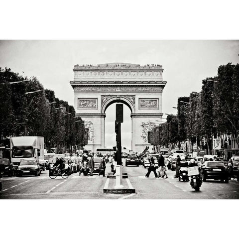 Ave Champs Elysees I Black Modern Wood Framed Art Print with Double Matting by Berzel, Erin