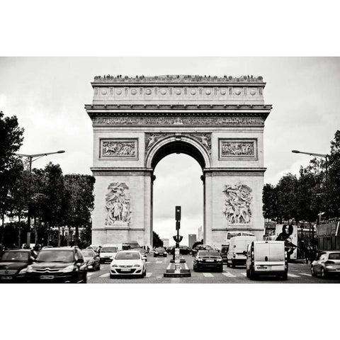 Ave Champs Elysees II Gold Ornate Wood Framed Art Print with Double Matting by Berzel, Erin