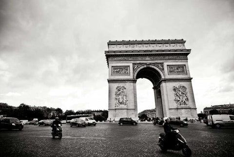 Arc de Triomphe II Black Ornate Wood Framed Art Print with Double Matting by Berzel, Erin