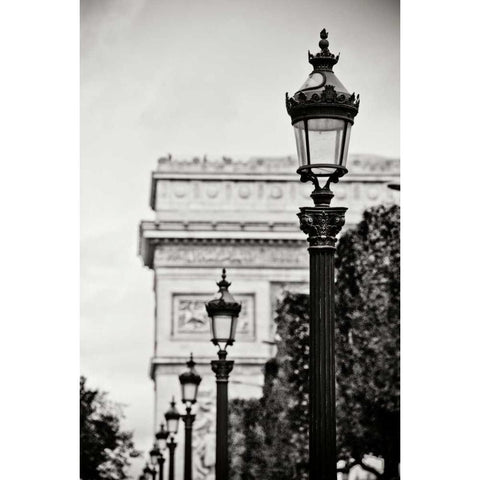 Parisian Lightposts BW I Black Modern Wood Framed Art Print with Double Matting by Berzel, Erin