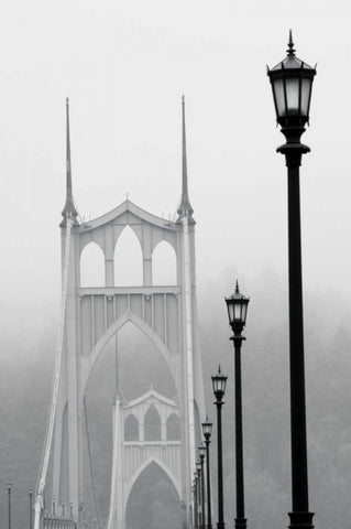 BW Light on the Bridge III Black Ornate Wood Framed Art Print with Double Matting by Berzel, Erin