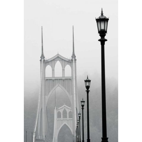 BW Light on the Bridge III Black Modern Wood Framed Art Print by Berzel, Erin