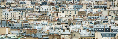 Montmartre Panoramic I White Modern Wood Framed Art Print with Double Matting by Berzel, Erin