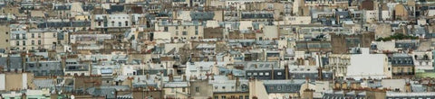 Montmartre Panoramic II White Modern Wood Framed Art Print with Double Matting by Berzel, Erin