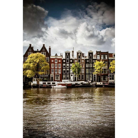 Amsterdam Canal I Black Modern Wood Framed Art Print with Double Matting by Berzel, Erin