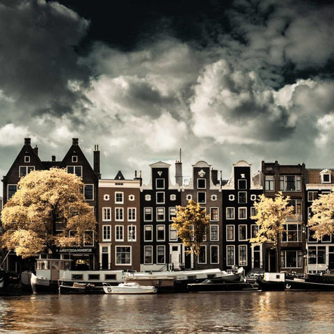 Amsterdam Canal II Black Modern Wood Framed Art Print with Double Matting by Berzel, Erin