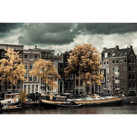 Amsterdam Autumn Colors Black Modern Wood Framed Art Print with Double Matting by Berzel, Erin